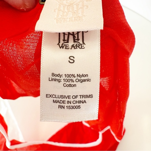 NWT Free People HAH Fly Girl Mesh Panty in Blood Orange, Size Small - Picture 6 of 8